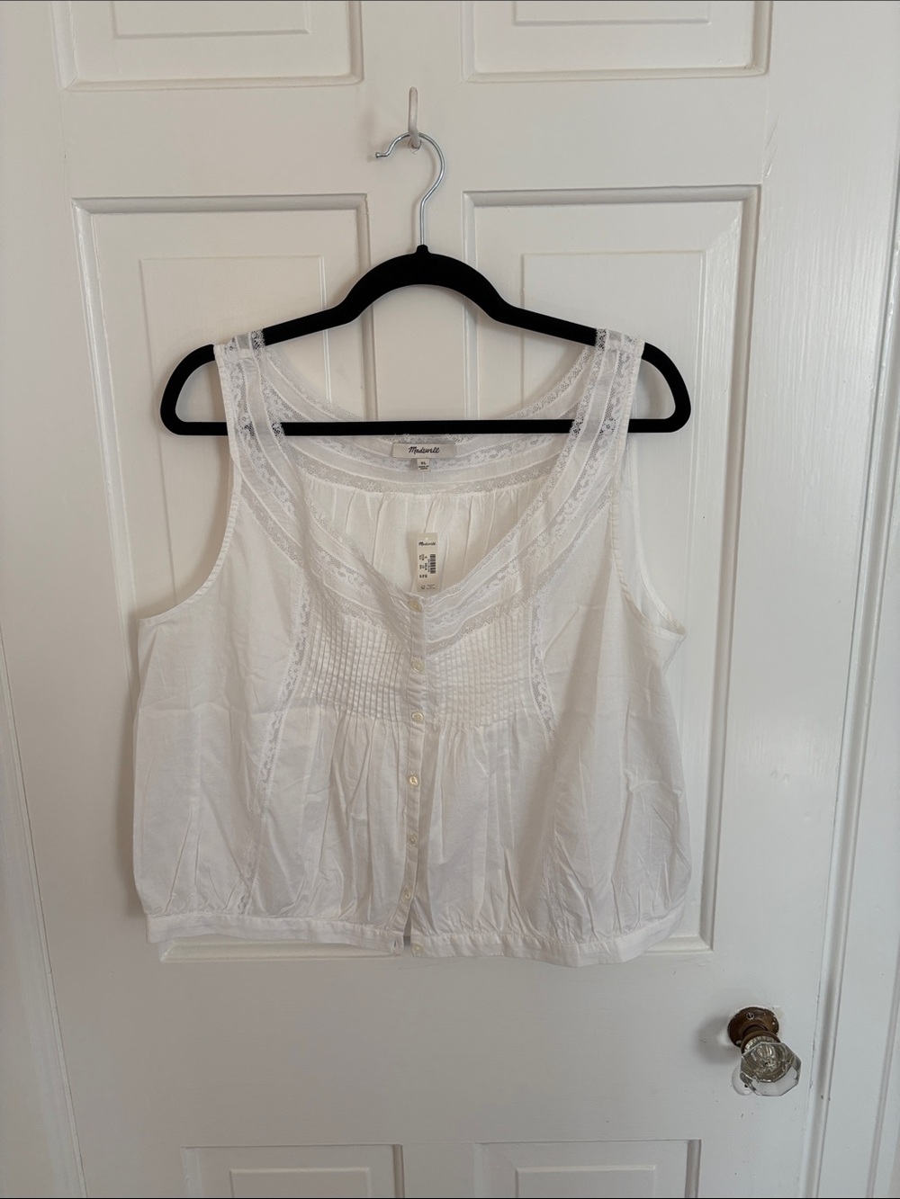 NWT Madewell Lace-Insert Pintuck Sleeveless Top